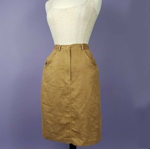 Faux Suede Tan Midi Skirt
